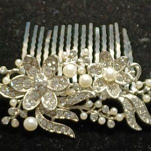 Vtg 80s Silver Tone Wedding Or Fashion Hair Comb